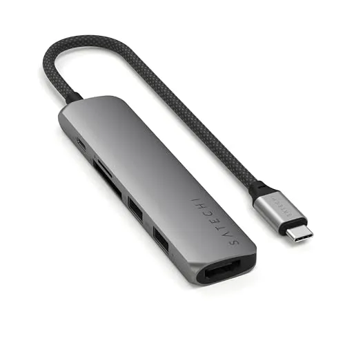 Satechi 6-in-1 Dockingstation - USB-C 3.2 Gen 2 mit HDMI - USB-Hub mit 6 Anschlüssen, ermöglicht den Anschluss mehrerer Geräte gleichzeitig und steigert die Produktivität im Home Office oder Büro.