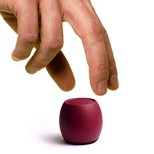 Boompods Zero Mini Bluetooth Lautsprecher - tragbarer Outdoor Lautsprecher, IPX6 Wasserschutz & 5 Std. Akkulaufzeit, Kabelloser Mini Musikbox mit Mikrofon & Selfie-Funktion für Reisen, Burgunder