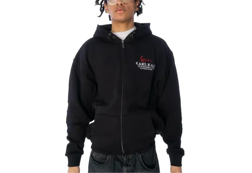Karl Kani Sweatjacke Herren schwarz M (52) - Herren-Sweatjacke mit Kapuze, aus 80% Baumwolle für hohen Tragekomfort, ideal für lässige Outfits und Freizeitaktivitäten.