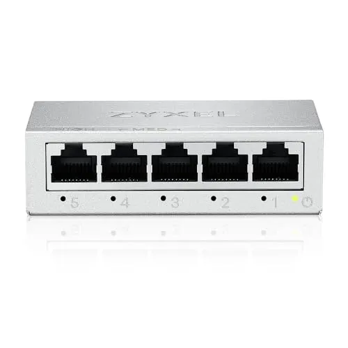 Zyxel 5-Port Gigabit Unmanaged Ethernet Switch, Ethernet Splitter, Tisch- oder Wandmontage [GS-105B v5]