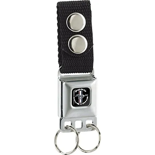 Buckle-Down Unisex Keychain-Ford Mustang Tri-bar Logo Black/White/Silver/Red/Schlsselanhnger, Mehrfarbig, One Size