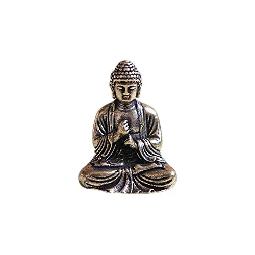 Crafts Exquisite Mini-Sakyamuni-Statue aus Messing, wertvolle Skulptur, meditierend, antiker Stil, Heimdekoration