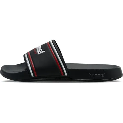hummel POOL SLIDE RT Slipper 38 EU - Wanderschuhe in Größe 38, stylisches Design in BLACK/WHITE/RED, ideal für Freizeit und Entspannung am Pool.