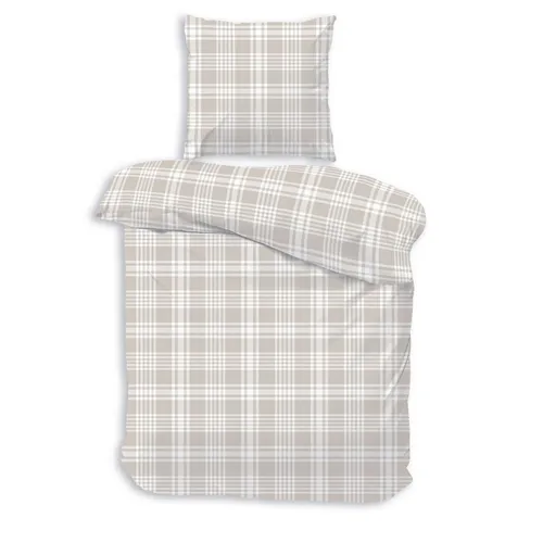 Träumschön Bettwäsche Premium Biber Bettwäsche 135x200 cm oder 155x220, Beige, Grau, Biber, 2 teilig, mit Reißverschluss, 100% Baumwolle, kuschelig warm im Winter