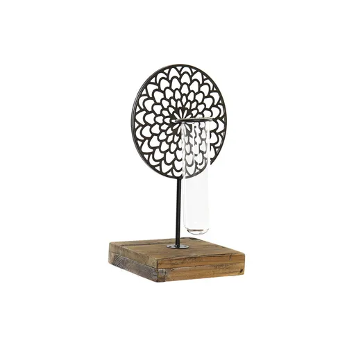 Kerzenschale DKD Home Decor Kristall Schwarz Metall Holz Braun - Elegante Kerzenschale aus Kristall und Holz, ideal für stimmungsvolle Beleuchtung in jedem Raum.