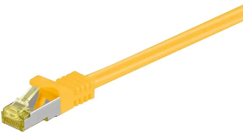 goobay 50x 91620 RJ45 Patchkabel Cat 6A S/FTP (Pimf), 500 MHz mit Cat 7 Rohkabel, Gelb, 5 m - LSZH halogenfrei, Kupfer, RJ45 (Cat 6A) Stecker