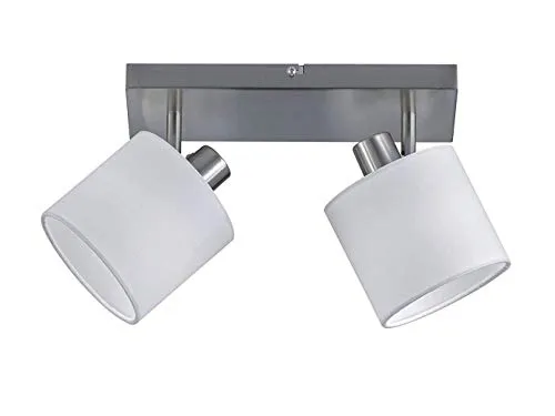 meineWunschleuchte 2-flammiger Deckenstrahler Breite 28cm mit Stoffschirmen Weiß