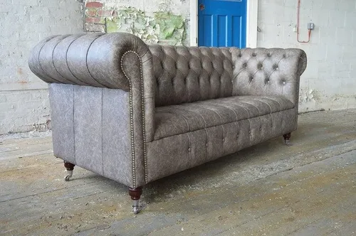 Chesterfield Big Textil Design Wohnzimmer Couch Sofa Polster 3 Sitz Leder #144