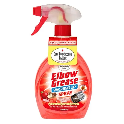 Elbow Grease Spülspray | Kraftentfetter – entfernt Fett und Schmutz | Handspülseife – reinigt Gläser, Pfannen und Teller (Apfel und Zimt, 500 ml)