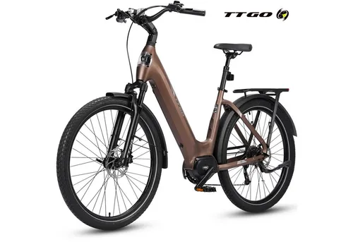 TTGO E-Bike Cityrad 28 Zoll, SUV, 75Nm Mittelmotor, 130km, Z5, für Damen und Herren, 9 Gang SHIMANO, Kettenschaltung, Mittelmotor, 648 Wh, 5 Stufen, Drehmomentsensor, Federsattelstütze, Elektrofahrrad, Pedelec