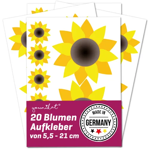 Aufkleber-Set Sonnenblumen I kfz_210 I Bogen DIN A4 I 20 Blümchen Sticker