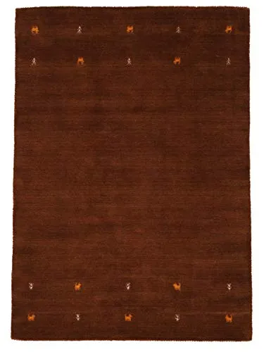 carpetfine Wollteppich Gabbeh Uni Braun 300x400 cm | Moderner Teppich für Wohn- und Schlafzimmer