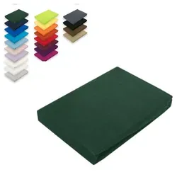 EXKLUSIV HEIMTEXTIL Jersey Spannbettlaken 120 x 200 cm Dunkelgrün 100% Baumwolle Öko - Tex Zertifiziert Bed-Sheet Bettlaken Spannbetttuch