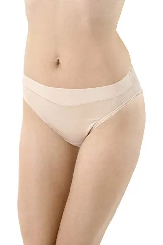 Albert Kreuz 3er-Pack Damen Slip Baumwolle Elastan unsichtbar - Hautfarbe, Nude Größe M (38-40)