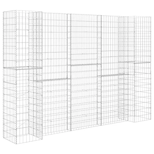 H-förmiger Gabionen-Pflanzkorb aus verzinktem Stahldraht - Gabionen für Garten und Landschaftsbau, robust und langlebig mit einer Maschenweite von 10 x 5 cm für optimale Pflanzmöglichkeiten.