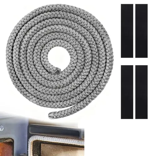 Pcs Ofendichtschnur Ø 10 mm*2 m mit 4pcs Endabbinder,Dichtschnur für Kaminofen,Kamindichtung,Feuerfest Glasfaserschnur,Türdichtung für Kaminofen,Öfen,Grill,Rohrisolation-Grau 1