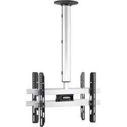 VCM TV Deckenhalterung für 2 Flachbildschirme 74-130 cm - Praktische Deckenhalterung für 2 TVs von 106-165 cm (42-65 Zoll), stufenlos höhenverstellbar und schwenkbar. Hochwertiges Aluminium und verdeckte Kabelführung sorgen für eine elegante Installation.