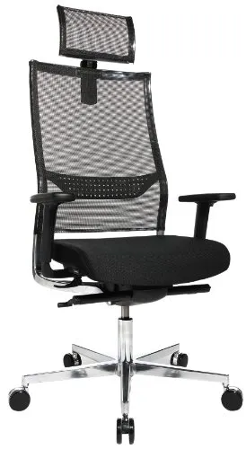 Topstar New Alu Art X AL.TW1 - Design-Drehstuhl mit Kopfstütze - Bürostuhl mit hochwertigem Aluminium-Design, atmungsaktiver Netzbespannung und verstellbarer Lordosenstütze für optimalen Sitzkomfort.