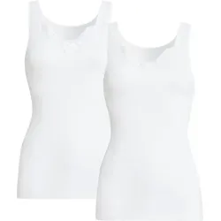 conta Unterhemd Damen-Unterhemd 2er-Pack kochfest Feinripp Uni weiß 50