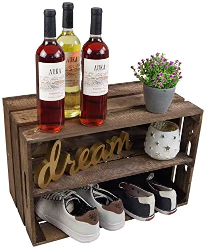 neue stabile Obstkiste Stiege, Apfelkiste, Weinkiste aus dem Alten Land Natur 54x35x30 cm (Palisander mit Mittelbrett