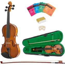 Classic Cantabile VP-130 4/4 Violinenset Natur - Violinenset für Erwachsene mit Fichtendecke und Ahornzargen für ausgezeichnete Resonanz. Inklusive stabilen Karbonfaser-Saitenhalter und bequemem Kinnhalter.