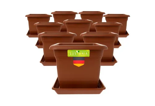 Centi Pflanzkübel Hoher Blumentopf terracotta für außen, robust (10er-Set)