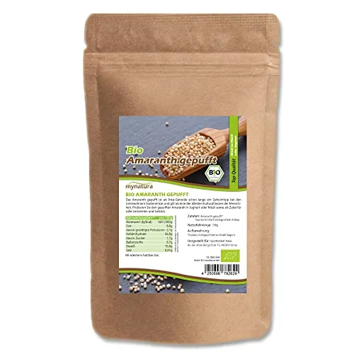 Mynatura Bio Amaranth gepufft I Naturprodukt I Ungesüßt I Rein pflanzlich I Getreide ähnlich I Glutenfrei I Müsli Topping I Natürlich I Im Beutel (1x 700g)