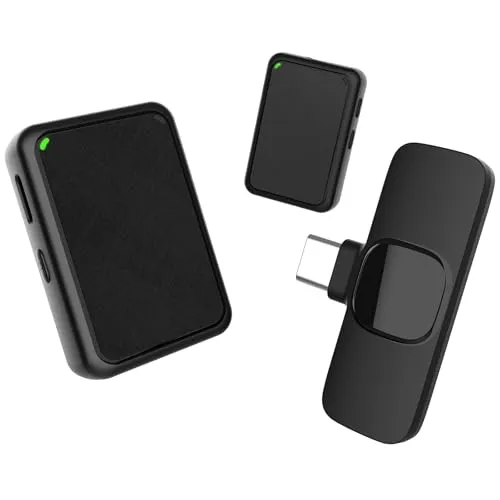 Kabellos Lavalier Mikrofon,Gimpro MB1X(C) 2.4GHz【TYPE-C】2TX&1RX Drahtloses Ansteckmikrofon mit 1 Druck Stummschaltung 3 Modus Denoise für Vlog Live-Streaming,Kabellos-Lavalier-Mikrofon-USB-Smartphone