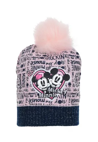 Disney Minnie Mouse Bommelmütze Mädchen Kinder Winter-Bommel-Mütze