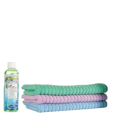 AQUA CLEAN Kristall Bodentücher hohe Schmutz- & Wasseraufnahme, 3tlg. inkl. 200ml Reiniger