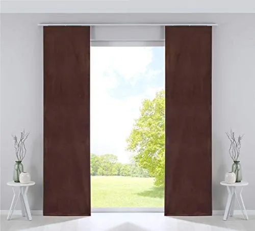 Gardinenbox 2er Set Flächenvorhänge Verdunkelung Schiebegardinen »Milano« Samt Blickdicht Blackout Paneelwägen Beschwerungsstangen Taupe HxB 245x60 cm, 203571-2