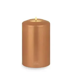 Qult Farluce Classic Metallic Kupfer Teelichthalter - Teelichthalter in Kerzenform aus robustem Kunststoff, frostsicher bis -20 Grad, ideal für drinnen und draußen. Inkl. 1 TLN50 Nightlight für stimmungsvolles Licht.