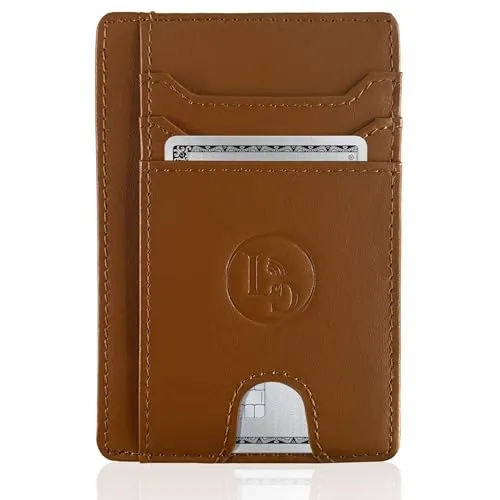Kartenetui Herren aus echtem Leder – RFID Blocker – Kompaktes Kreditkartenetui – Schlankes Portemonnaie für Karten, Ausweise und Geldscheine