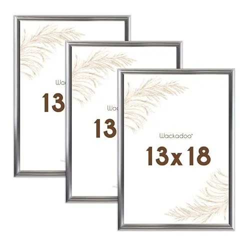 Wackadoo Bilderrahmen 13x18 Silber 3er Set Fotowand Fotorahmen aus leichtem Kunststoff mit Glas Picture frame Poster