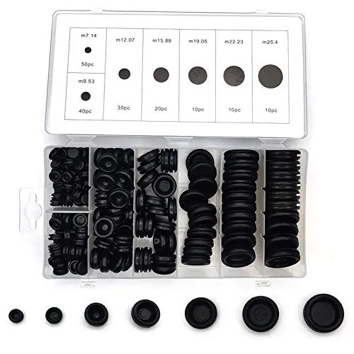 STK. Gummitüllen Set - 170 Stück Premium Blindstopfen - Tüllen für vielseitige Anwendungen, hitzebeständig und ölbeständig, ideal für Autos, Maschinen und Wasserleitungen, inkl. praktischer Organizer-Box.