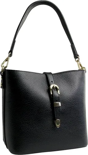 Toscanto Damen Umhängetasche aus echtem Leder - Elegante Umhängetasche in Schwarz (ca. 23 cm) aus feinem Kalbsleder, ideal für stilbewusste Frauen. Praktisch im Querformat mit ausreichend Platz für Ihre Essentials.