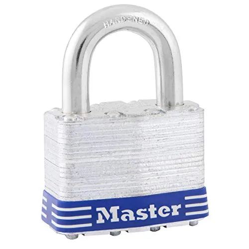 Master Lock 5EURD Vorhängeschloss aus laminiertem Stahl mit Schlüssel, Grau, 7,4 x 5,1 x 3,3 cm