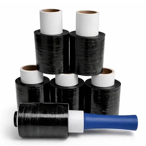 Freiziel® 6x Mini Rollen 10 cm Stretchfolie 23 my + Abroller (schwarz)