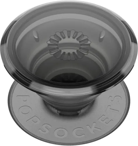 PopSockets Klebendes Handy-Grip, Halter, Handyständer, Black - Translucent Black Smoke