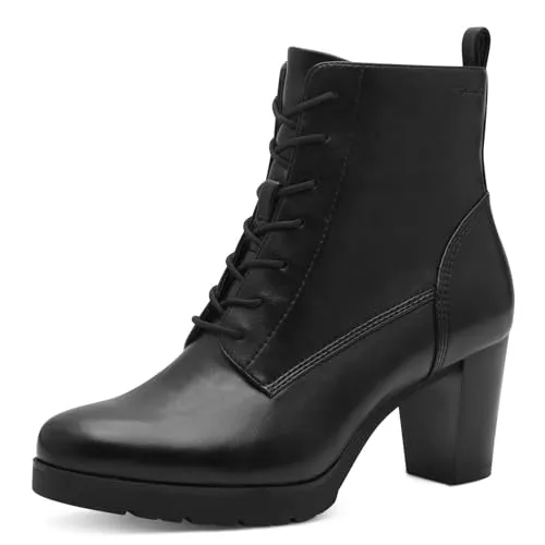 Schnürstiefelette TAMARIS, Damen, Gr. 38, schwarz - Wanderschuhe in veganer Verarbeitung, aus hochwertigem Lederimitat mit Trichterabsatz für optimalen Komfort und Stil.
