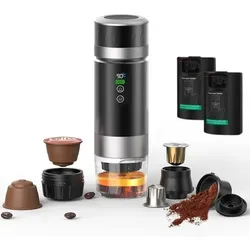 Goldstern-Tech Reisekaffeemaschine Espresso To Go – 3-in-1 mit 20 Bar und Dual-Akku - Kompakte 3-in-1 Espressomaschine für Reisen und Büro. Mit integriertem Heizsystem und zwei austauschbaren Akkus für flexiblen kabellosen Einsatz. Genießen Sie frisch gebrühten Espresso überall!