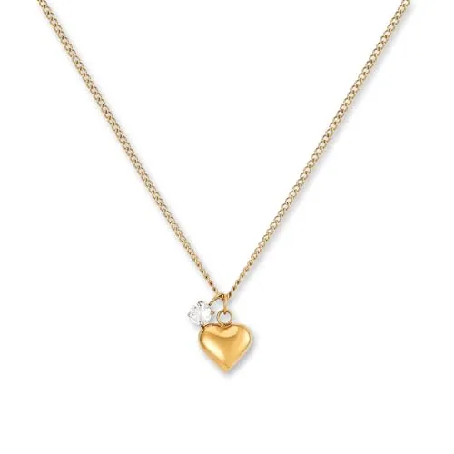 GD GOOD.designs Goldene Herzkette mit Zirkonia Kettenanhänger | Elegante Kette aus 316L Edelstahl in 18K Gold | Verstellbare Halskette für Damen (42-47 cm)