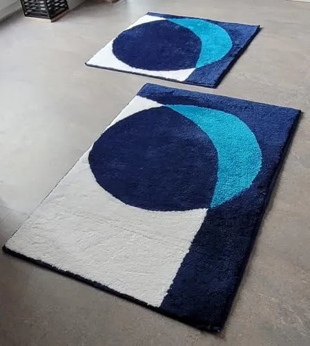 Badteppich Badvorleger POINT, türkis, 90 cm x 60 cm