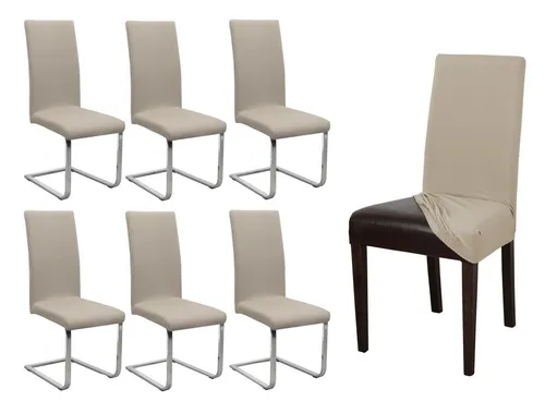 Beautex Stuhlhusse Jersey 6er Set in beige von Beautex