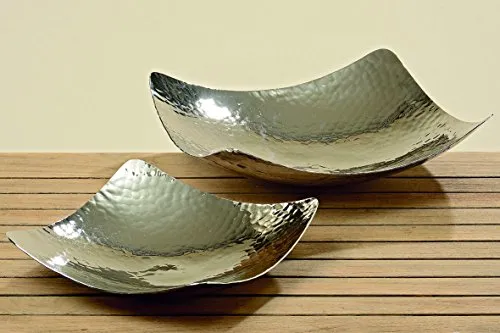 Dapo 2 x Dekoschalen Gisa im Set eckig Aluminium silberfarben Tischdekoration Tablett Schale