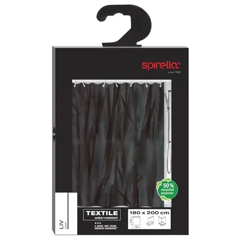 Spirella Duschvorhang Liv 180 cm x 200 cm Schwarz in schwarz von Spirella