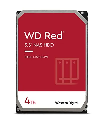 Western Digital Red 4TB NAS Festplatte - 5400 RPM - Festplatte für NAS-Systeme mit 4TB, optimiert für Dauerbetrieb und hohe Zuverlässigkeit. Ideal für kleine Büros und Home-Offices dank Stoßfestigkeit und NASware-Technologie.