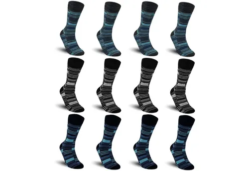 TEXEMP Herren Business Socken Baumwolle Premium - Komfortbund (6 oder 12 Paar) - Hochwertige Business Socken aus 85% Baumwolle, atmungsaktiv und feuchtigkeitsregulierend. Erhältlich in zwei Größen und verschiedenen Designs – ideal für jeden Anlass.