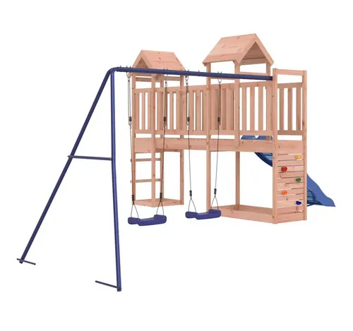 vidaXL Spielturm Massivholz Douglasie – Robustes Spielgerät für Kinder - Entdecke den vidaXL Spielturm aus langlebigem Douglasienholz! Mit Plattform, Rutsche, Kletterwand und Schaukeln bietet er unendlichen Spielspaß im eigenen Garten. Ideal für Kinder von 3-8 Jahren!
