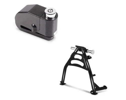 ConStands Motorradheber Set: Hauptständer + Bremsscheibenschloss S2 - Wagenheber Set mit Hauptständer für Honda Transalp XL 650 V und einem 110dB Alarm-Bremsscheibenschloss für optimalen Diebstahlschutz und einfache Wartung.